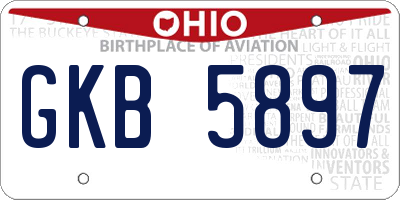 OH license plate GKB5897