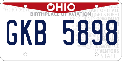 OH license plate GKB5898