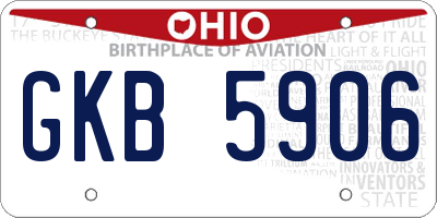 OH license plate GKB5906