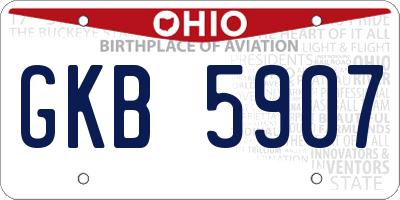 OH license plate GKB5907