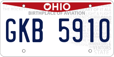 OH license plate GKB5910