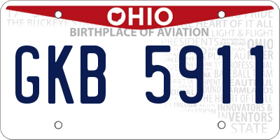 OH license plate GKB5911