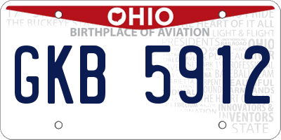 OH license plate GKB5912