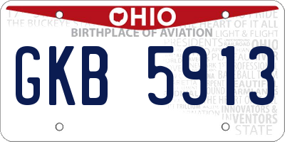 OH license plate GKB5913