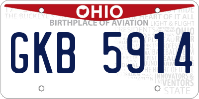 OH license plate GKB5914