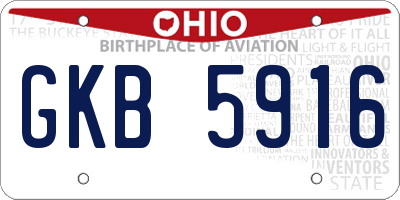 OH license plate GKB5916