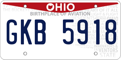 OH license plate GKB5918