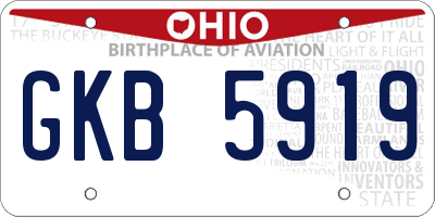 OH license plate GKB5919