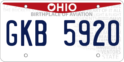 OH license plate GKB5920
