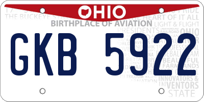 OH license plate GKB5922