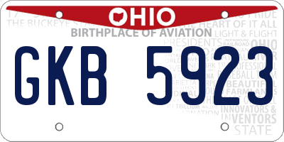 OH license plate GKB5923