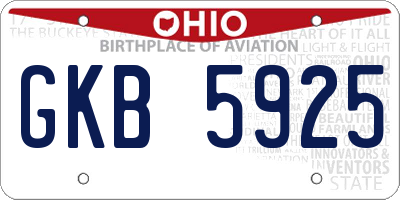 OH license plate GKB5925