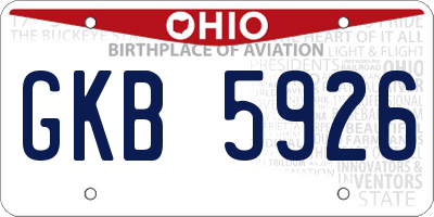 OH license plate GKB5926