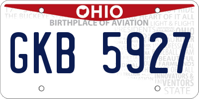 OH license plate GKB5927