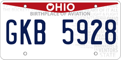 OH license plate GKB5928