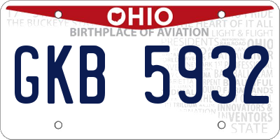 OH license plate GKB5932