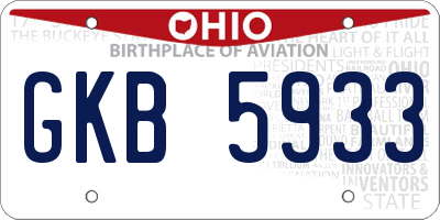 OH license plate GKB5933