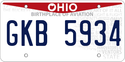 OH license plate GKB5934