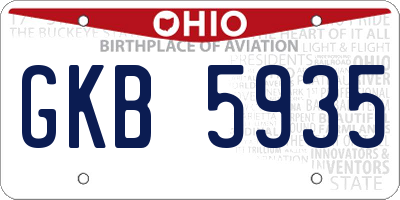 OH license plate GKB5935