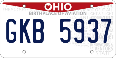 OH license plate GKB5937