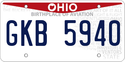 OH license plate GKB5940