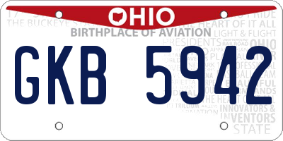 OH license plate GKB5942