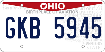 OH license plate GKB5945