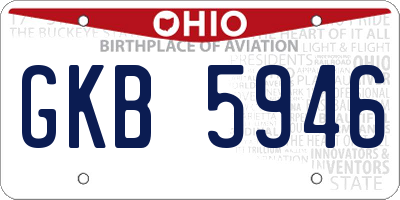 OH license plate GKB5946