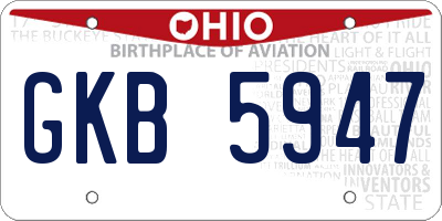 OH license plate GKB5947