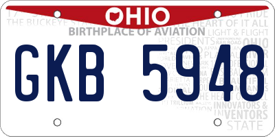 OH license plate GKB5948