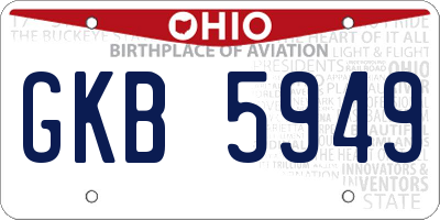 OH license plate GKB5949