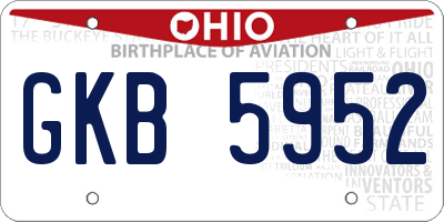 OH license plate GKB5952