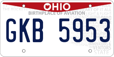 OH license plate GKB5953