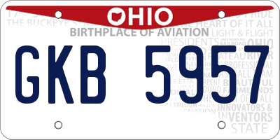 OH license plate GKB5957
