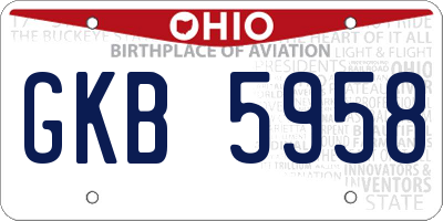 OH license plate GKB5958