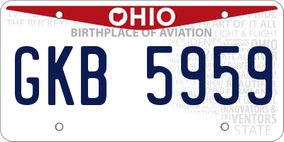 OH license plate GKB5959