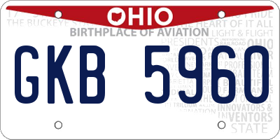 OH license plate GKB5960