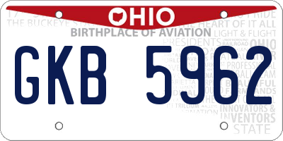 OH license plate GKB5962