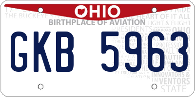 OH license plate GKB5963