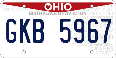 OH license plate GKB5967