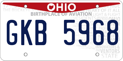 OH license plate GKB5968