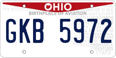 OH license plate GKB5972