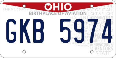 OH license plate GKB5974