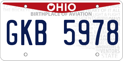 OH license plate GKB5978