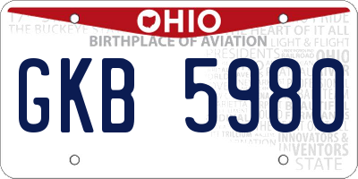 OH license plate GKB5980
