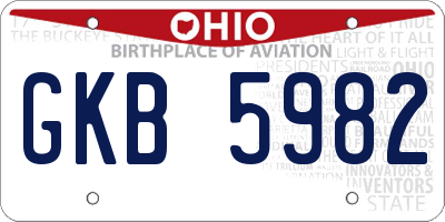 OH license plate GKB5982