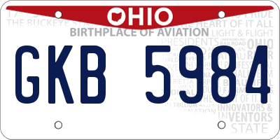 OH license plate GKB5984