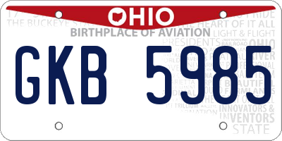 OH license plate GKB5985