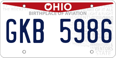 OH license plate GKB5986