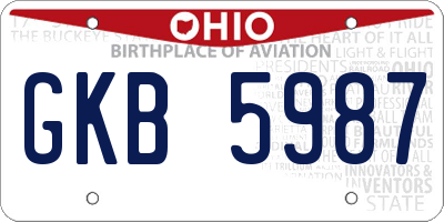 OH license plate GKB5987